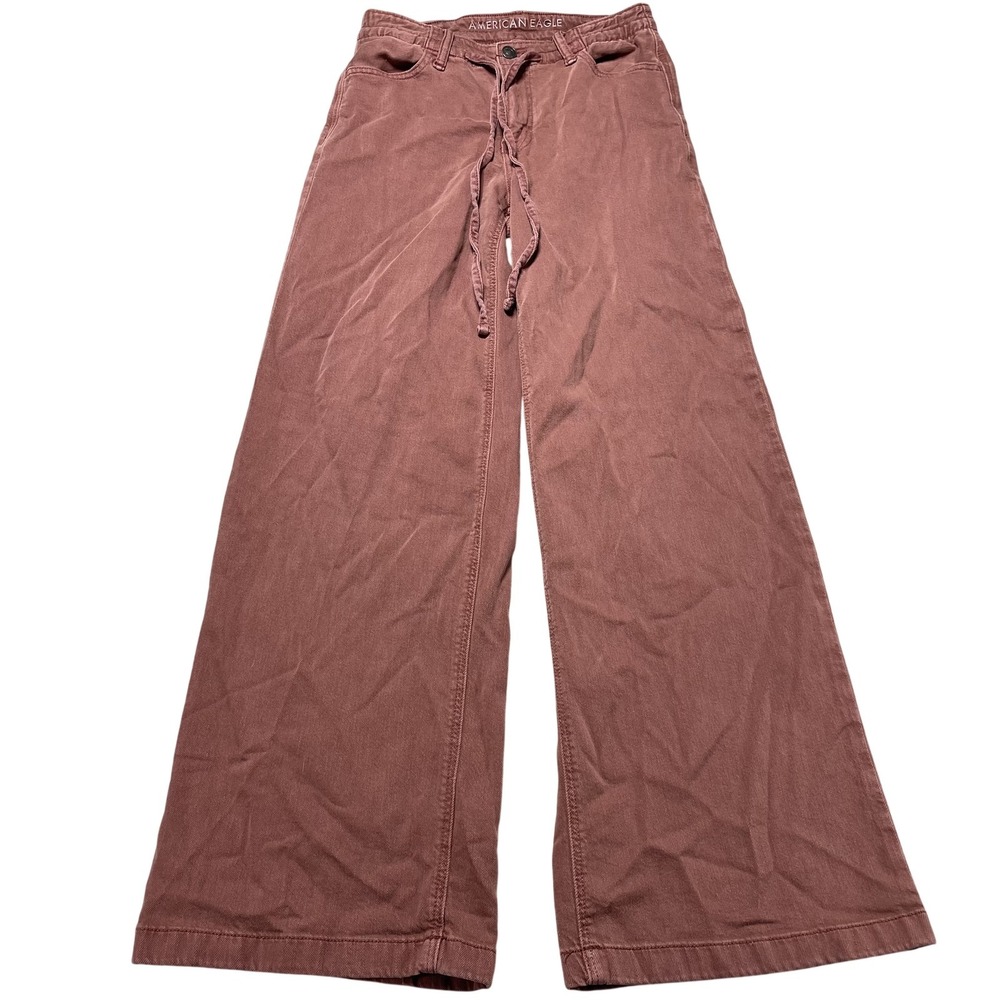 American Eagle Outfitters Pants Womens 00 27x29 Red Ultra Wide Leg Chino Twill